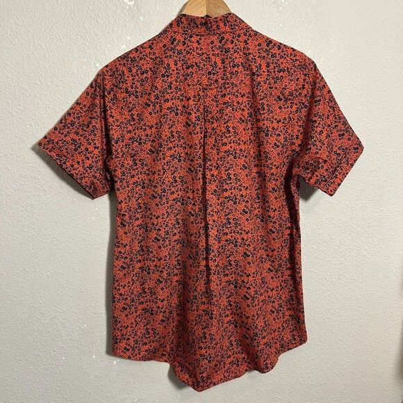 Peau De Loup Women Short Sleeve Button Up Top 6 Floral Blouse Red Navy Blue - Picture 3 of 7